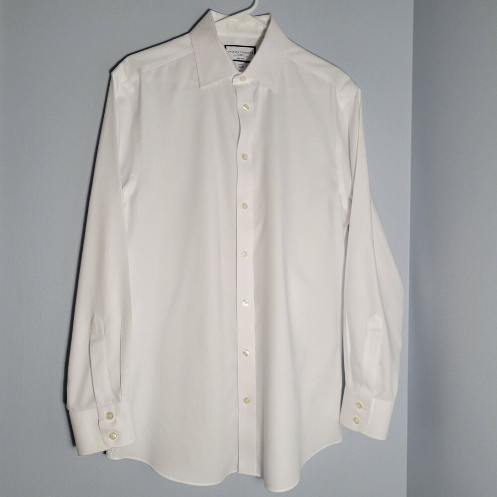 Charles Tyrwhitt Slim Fit White Dress Non Iron Shirt Size 15.5/33